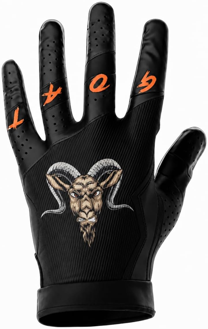 G.O.A.T. Football Gloves – Extra Sticky Wide Receiver Gloves for Men, Youth & Boys – G.O.A.T. 'You Got Mossed' Edition – Superior Grip, All-Weather, Machine Washable – S to XXL