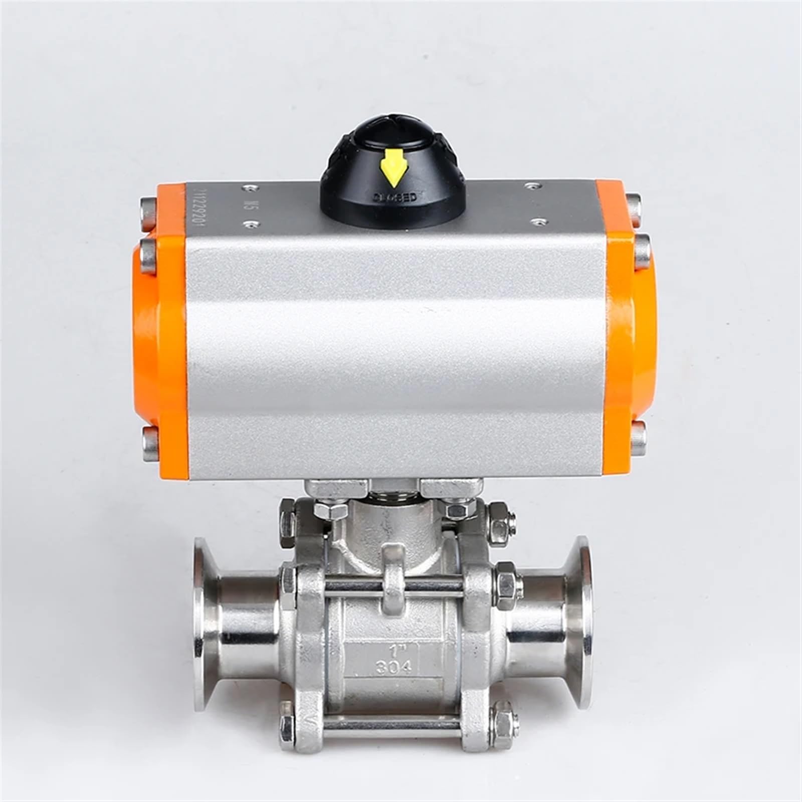 JNURGWLYH DN40 SS304 Three PieceStainless Steel High Platform Tri Clamp Ferrule Type Ball Valve Double Acting Cylinder