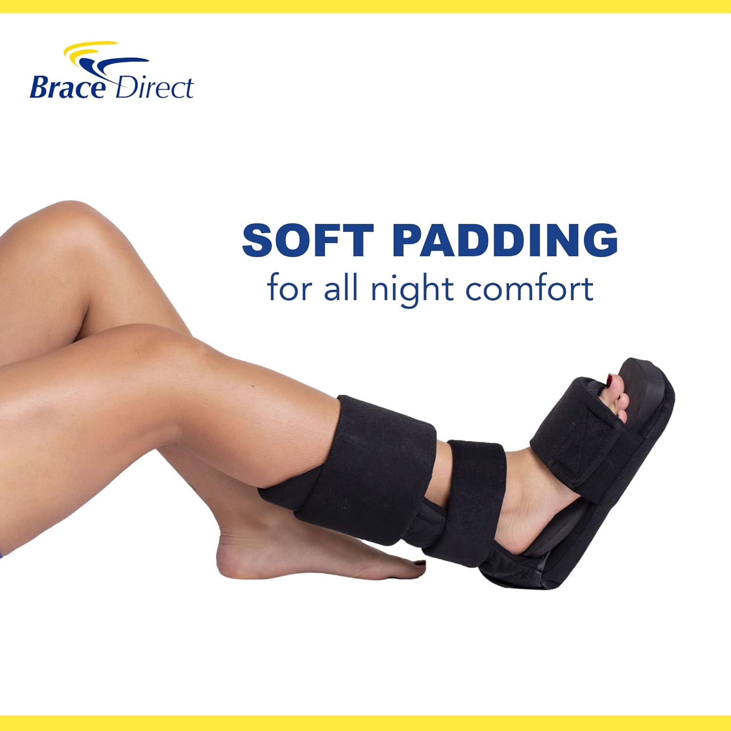 Brace Direct 90 Degree Comfort Padded Night Splint - Stretching Support for Plantar Fasciitis, Drop Foot, Achilles Tendonitis & Heel Pain, Large (US Shoe Men 10.5+ / Women 11+)