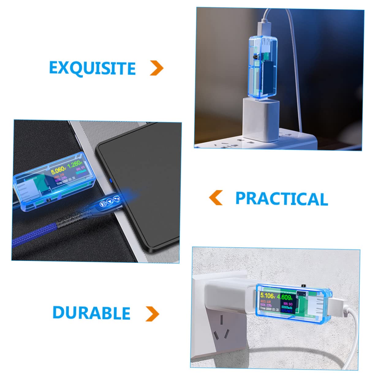 3pcs USB Voltage Tester LCD Display Compact USB Power for Voltage and for Phone Charging and Detection