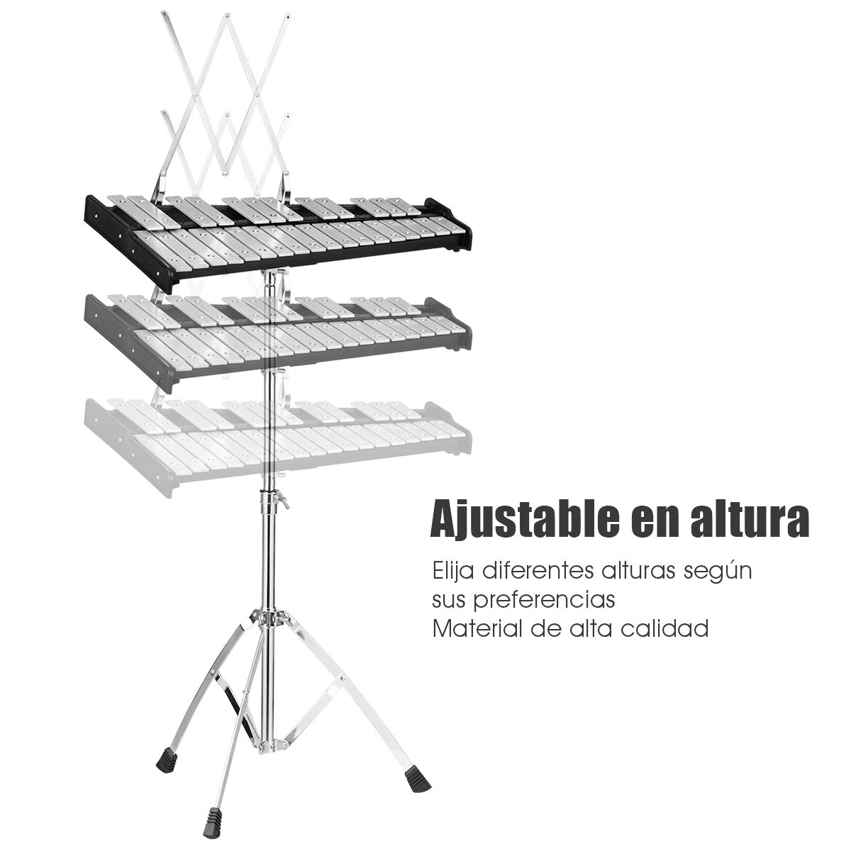 COSTWAY Xilófono con 30 notas Xilófono con Trípode de Altura Regulable con atril,pad de prácticas,un par de mazos Xilófono para Niños y Adultos