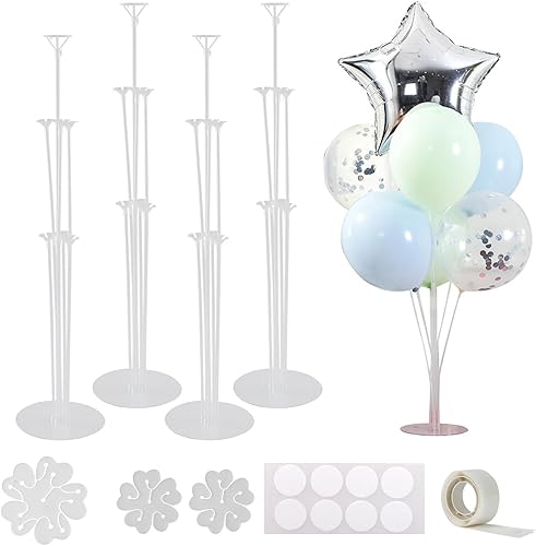 4 kits de soporte para globos de 28 pulgadas, soporte de mesa de PVC para graduación, baby shower, decoración de boda