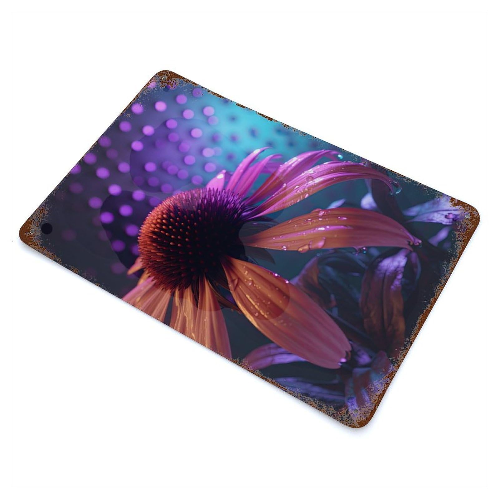Coneflower Decorative Tin Sign 11.8"x7.9", for Bistro, Counter And Cafe Decor, Retro Wall Decor