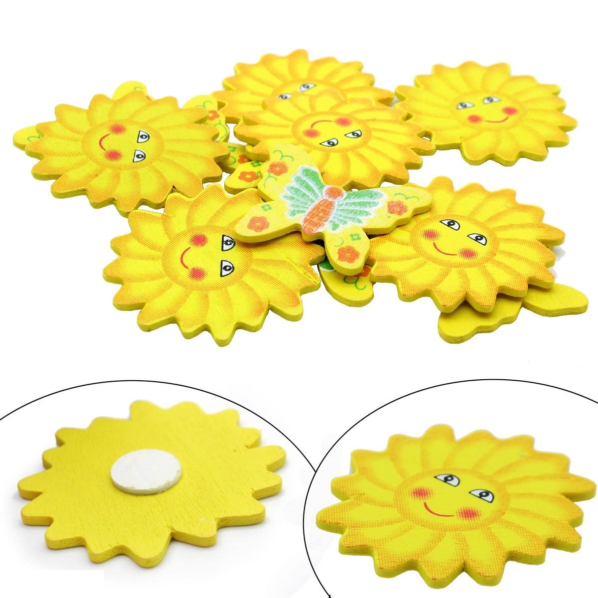 Aadya Crafts Wooden Mix Sun and Butterfly Cut Out 12pcs