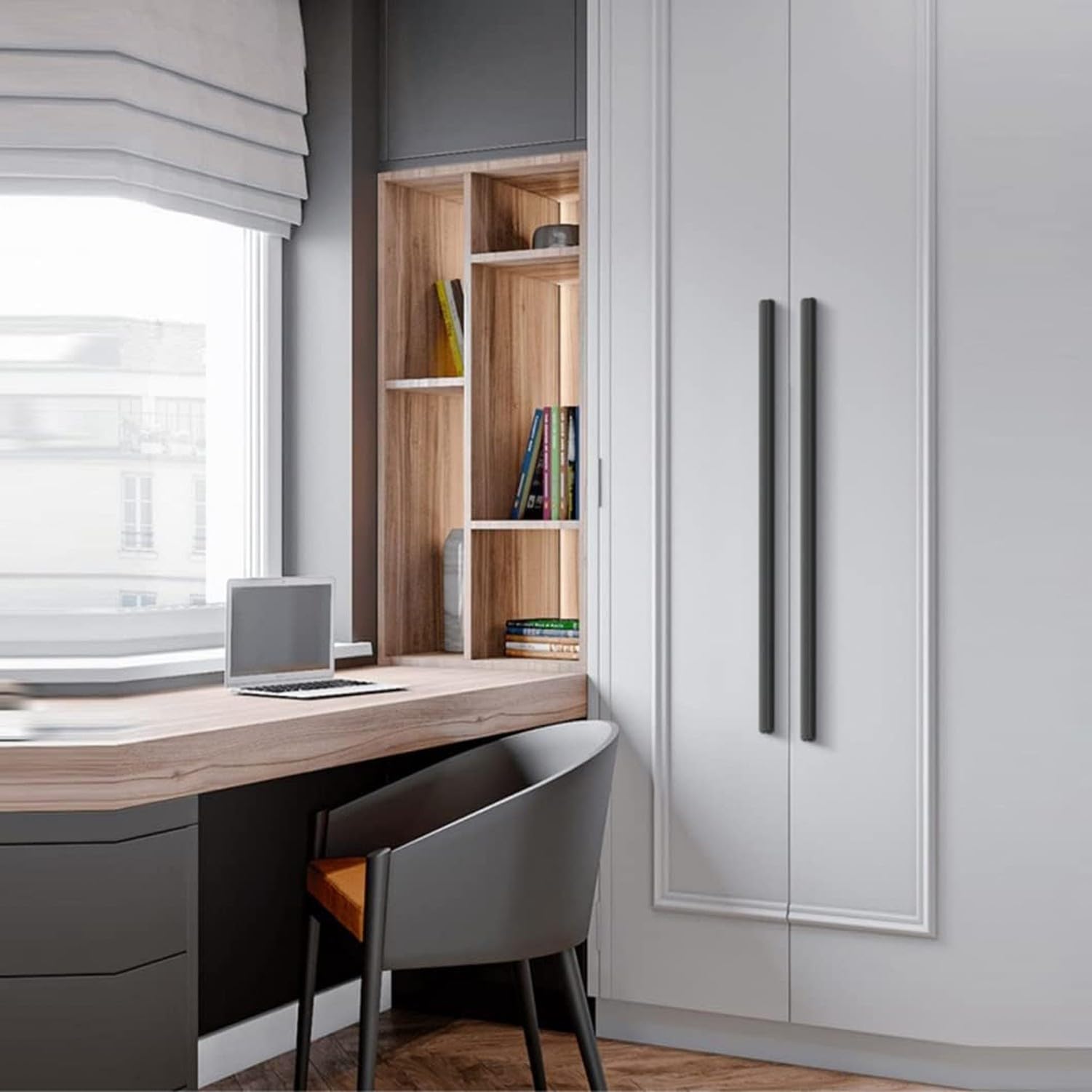 Möbelgriffe aus Aluminiumlegierung in Schwarz, Türgriffe für Schränke und Küchenschubladen, robuste Möbelziehgriffe mit Schrauben, 2 Stück, Length 1000mm, Length 1000mm