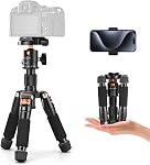 K&F Concept 21.65"/55cm Mini Tripod, Desktop Tripod with 360° Ball Head, 1/4 inch Quick Release Plate Aluminum Alloy Travel Tripod for DSLR Camera Video Camcorder, Max Load: 13.22 lbs/6 KG | Ball Head, Load up to 13.22 lbs/6 KG, 1/4 inch Quick Shoe P