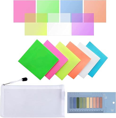 800 hojas de notas adhesivas transparentes con 200 pestañas de índice y bolsa de malla con cremallera, impermeable, autoadhesivo, extraíble,