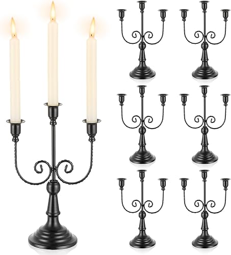 Romadedi Candelabros Portavelas Negros 3 Brazos Candelabros Portavelas de Halloween 11.8 Decoración gótica del hogar para mesa de fiesta, centro de
