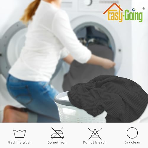 Miniatura 36 de Funda elástica para sofá reclinable de fácil colocación, Tela mezcla de poliéster Algodón, Arena