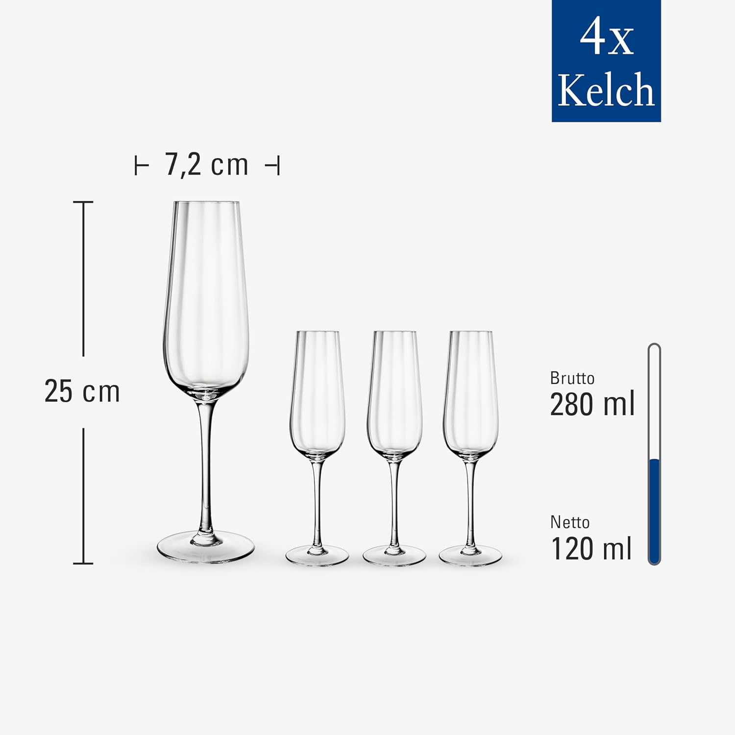 Villeroy & Boch Rose Garden Champagne Flute, Set of 4, 4 oz, Crystal Glass