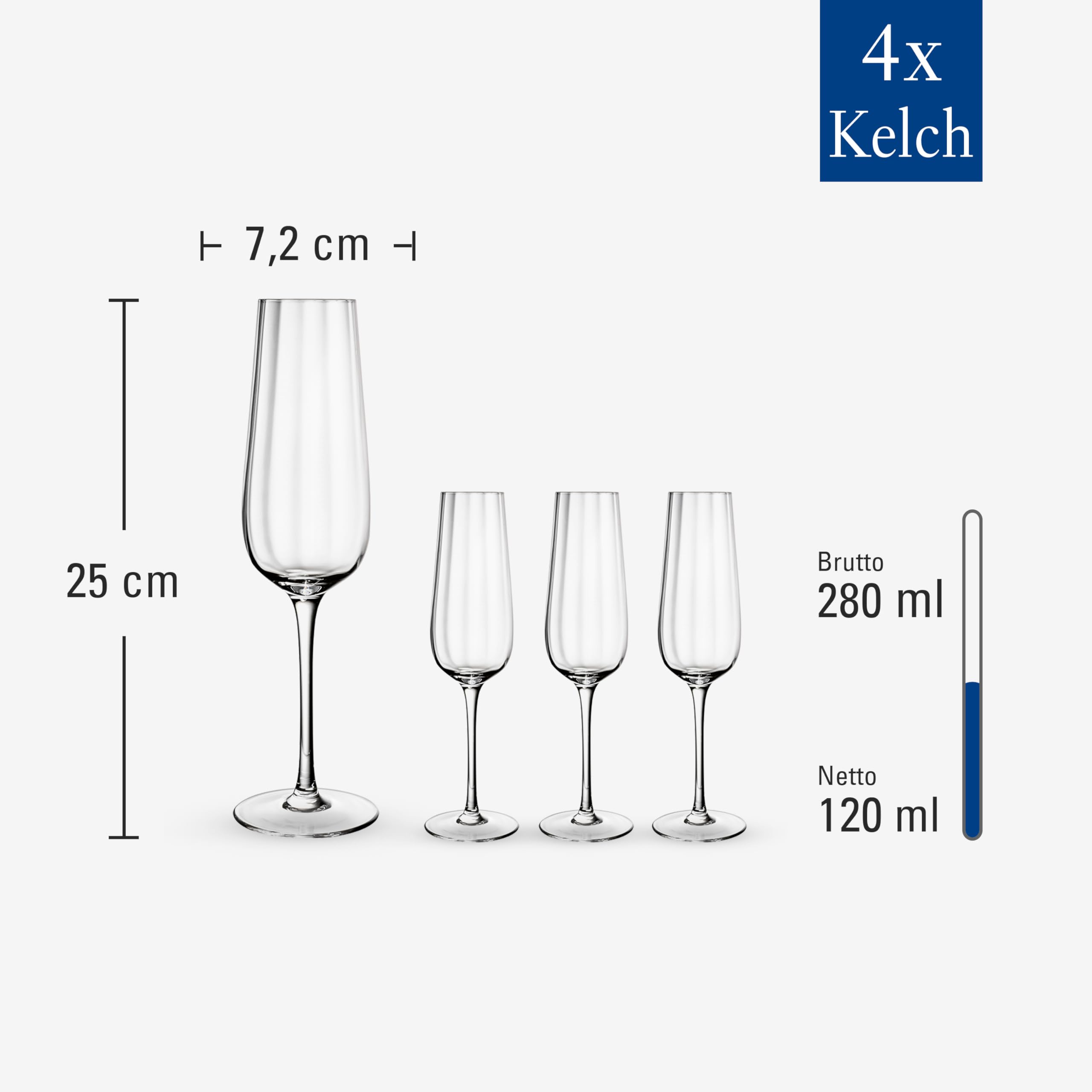 Villeroy & Boch - Rose Garden flûte à champagne, ensemble de 4 pièces, 120 ml, cristallin
