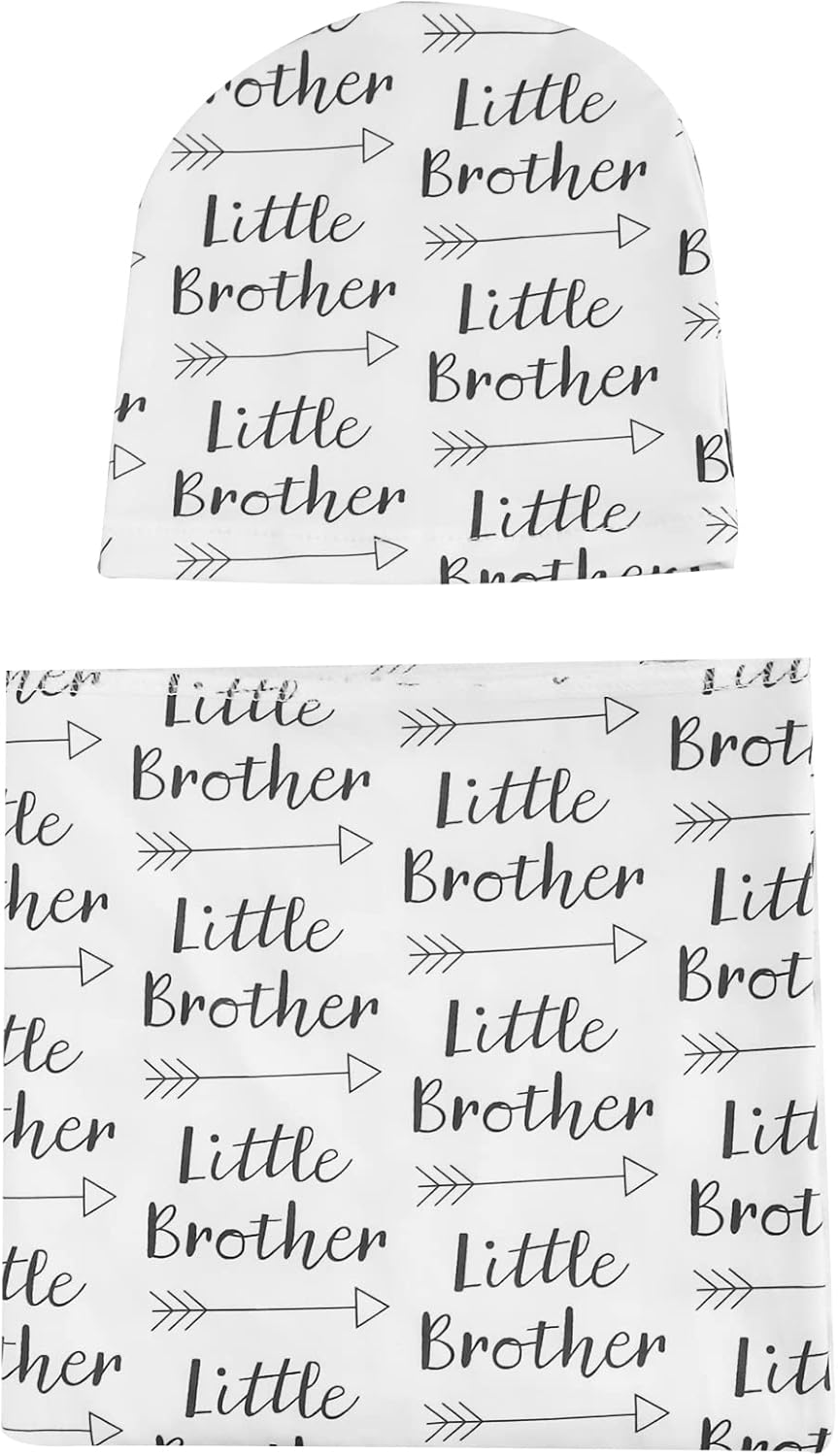 Newborn Swaddle Blanket with Beanie Set,Soft Stretchy Blanket for 0-3 Months Baby Boys and Girls (Brother) - Image 7