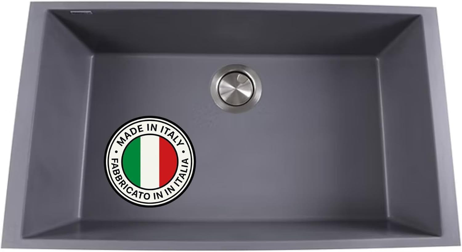 Nantucket Sinks Matte Titanium Gray Kitchen Sink – 30" Granite Composite Undermount Kitchen Sink, Rectangular Single Bowl, Made in Italy, Heat & Stain Resistant – Plymouth Collection PR3018-TI