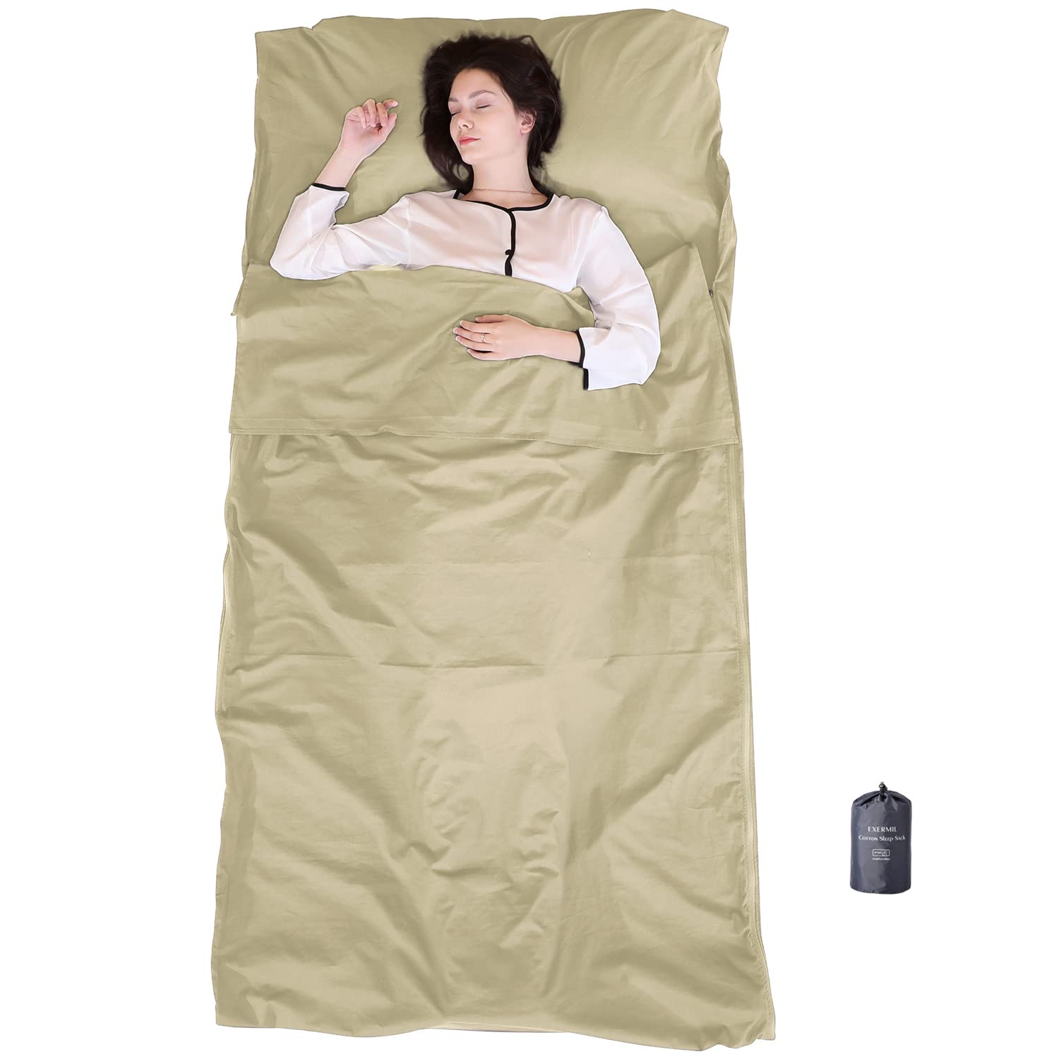 Amazon.com : EXERMIL 100% Cotton Sleeping Bag Liner with Full