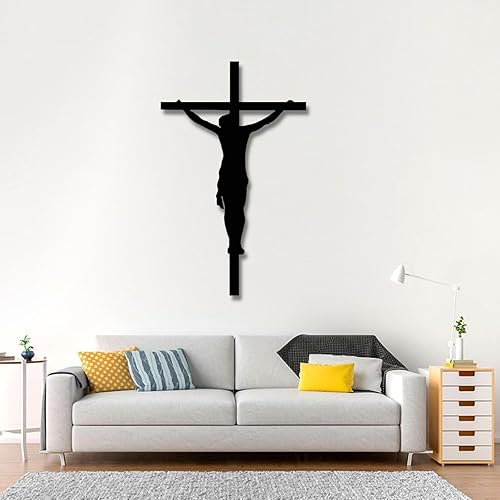 Decoración de pared de metal con cruz de Jesús, arte de pared de metal religioso, decoración de pared de cruces católicas de metal, regalos
