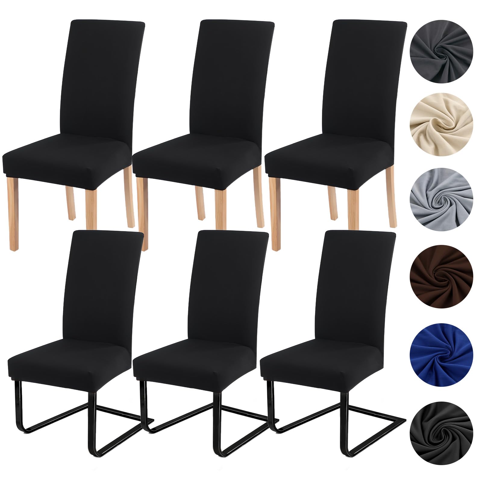 Housse de chaise moderne noir x6 universelle pour relooker votre intérieur