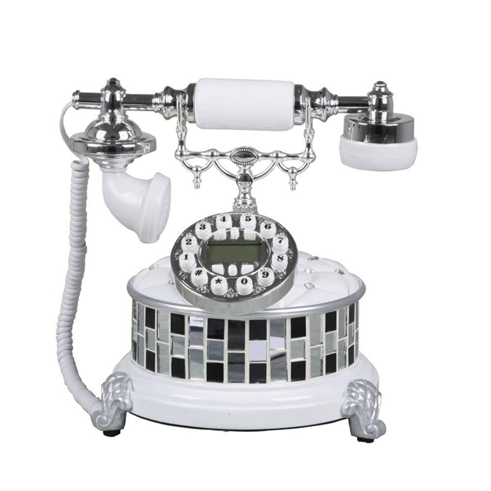 Telefon stacjonarny w stylu retro， Żywiczny Telefon Przewodowy Czarno-Biały 25x26x25cm