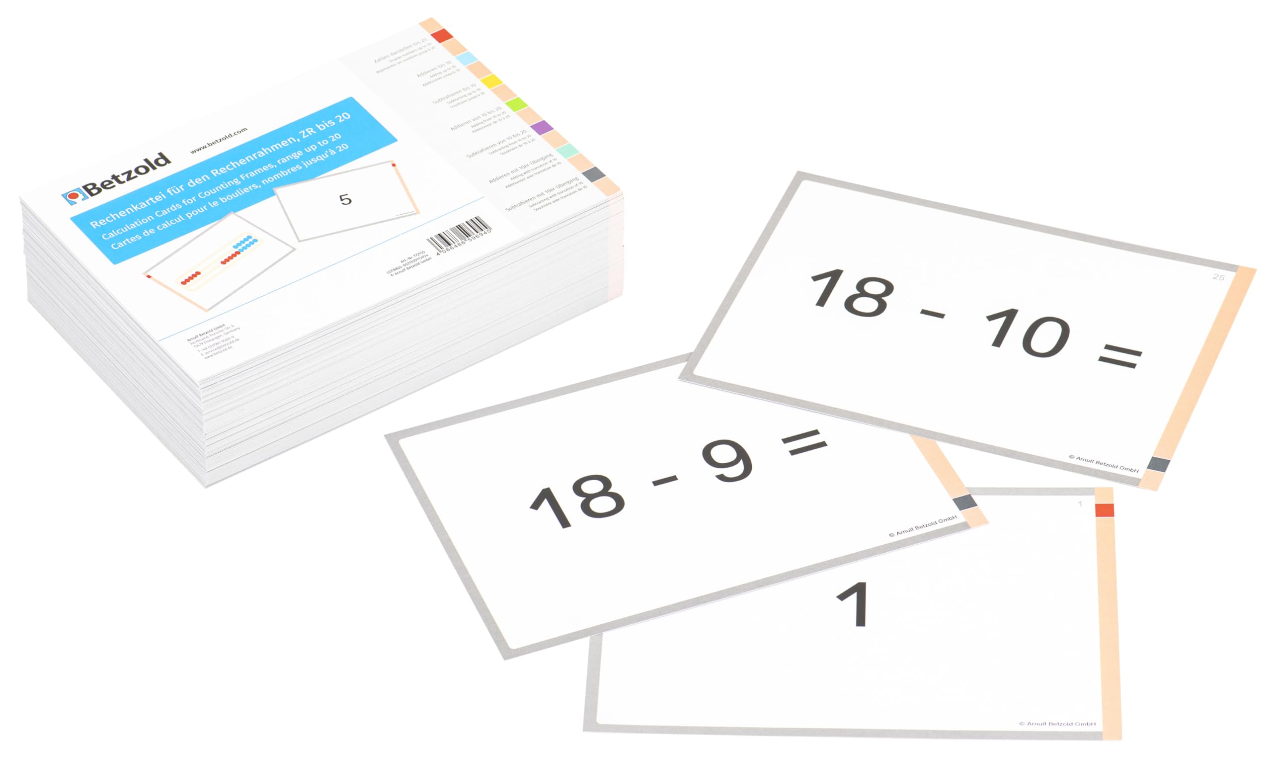 Betzold Rechenrahmen-Kartei in Karteibox, Zahlenraum bis 20 - Lernhilfe für Mathematik