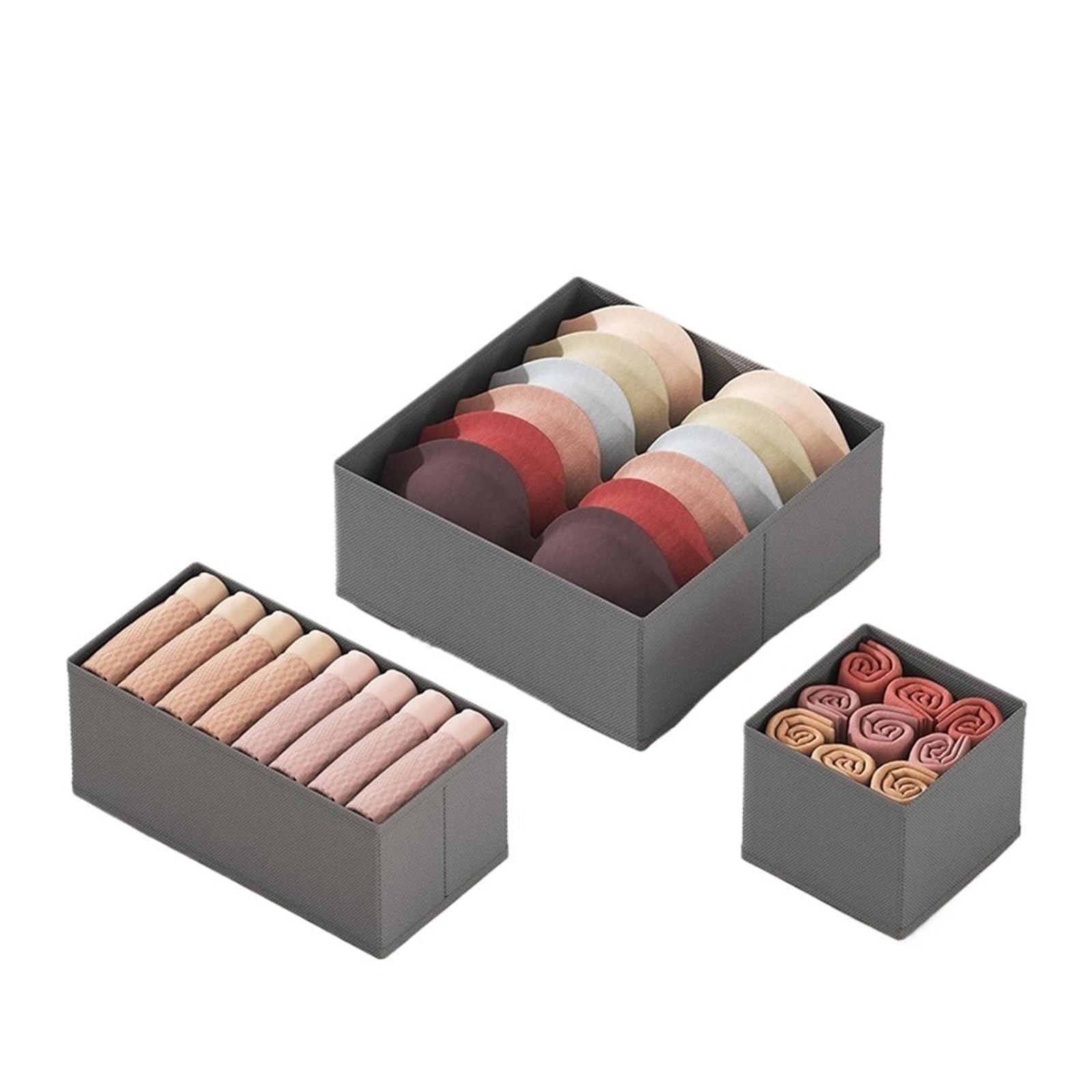 Schubladen-Organizer, Kleidung, Unterwäsche, Kleiderschrank-Organizer, Trennwände, Stoff, faltbar, Kommode, Schrank, Aufbewahrungskörbe for Socken/BHs/Krawatten(3 pcs set)