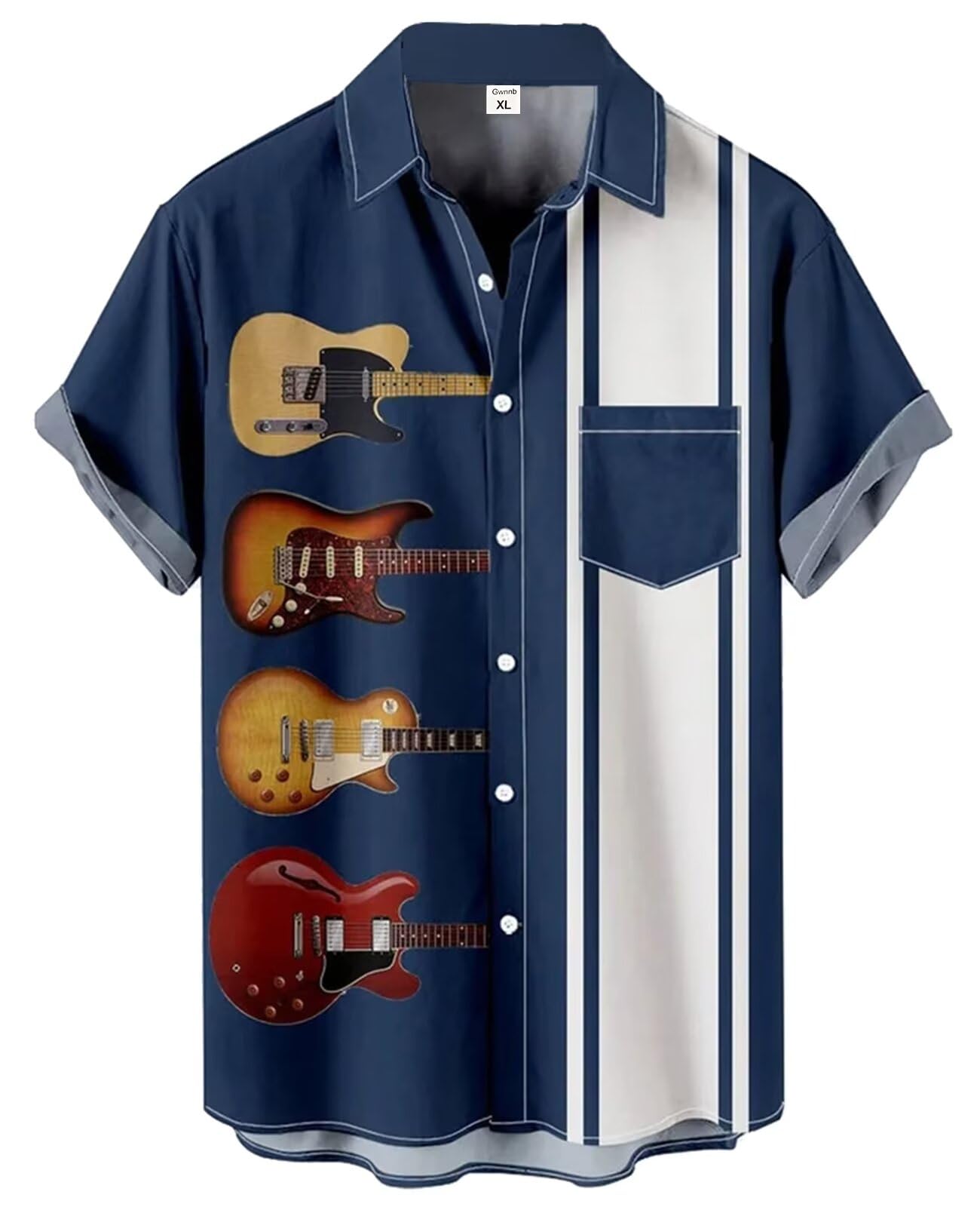 Gwnnb Bowling Shirts for Men Print Short Sleeve Regular Fit Hawaiian Casual Button Down Beach Shirts