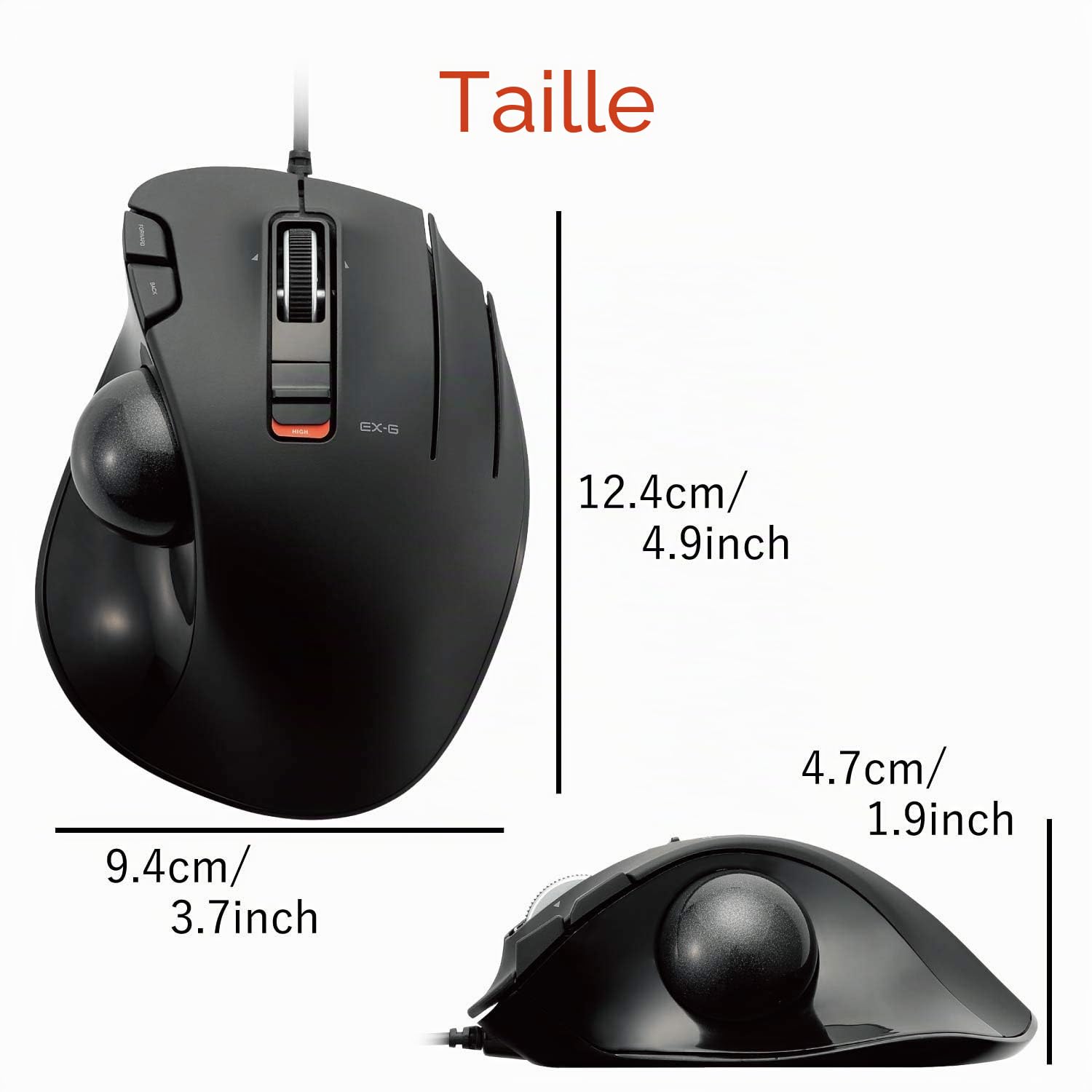 ELECOM M-XT3URBK Souris Filaire avec contrôle Facile du Pouce, Design Ergonomique sculpté, Fonction à 6 Boutons avec Suivi Fluide, capteur de Jeu Optique de précision, Compatible avec Windows/Mac