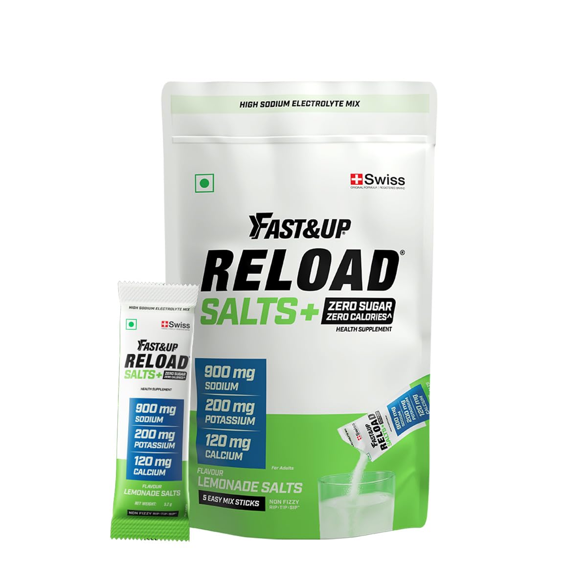 Fast&Up Reload Salts | High Sodium Electrolyte Mix - Lemonade 5's |-image-36