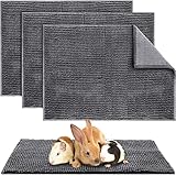 4 Pcs Guinea Pig Cage Liner Guinea Pig Bedding Washable Fleece Pee Pads Reusable Guinea Pig Training Mat Small Animal Sleeping Bed for Guinea Pigs Rabbit Bunny Hamster(16 x 24 Inch, Dark Gray)