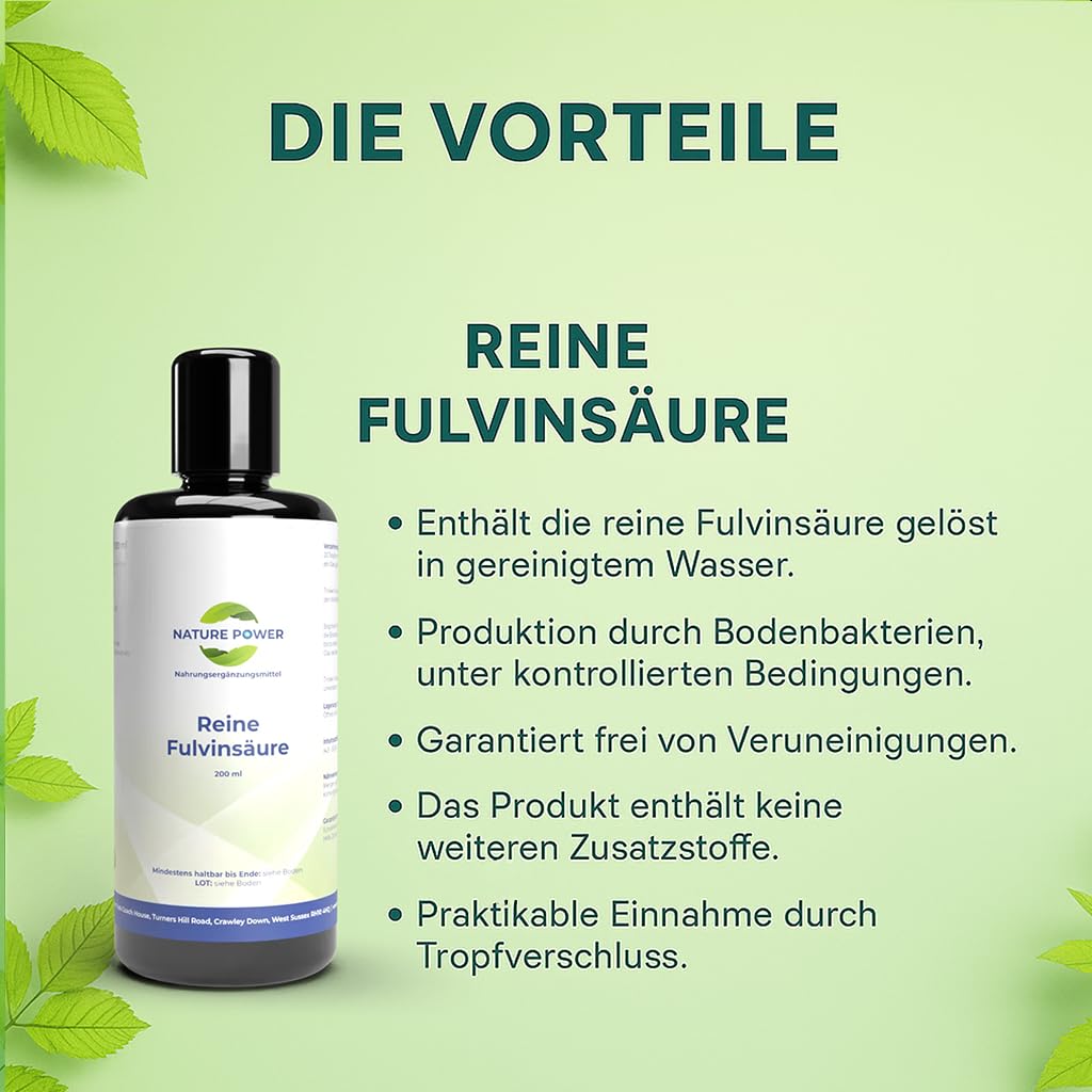 Nature Power Reine Fulvinsäure 200 ml – hochreine Trinklösung, 100% vegan & gentechnikfrei