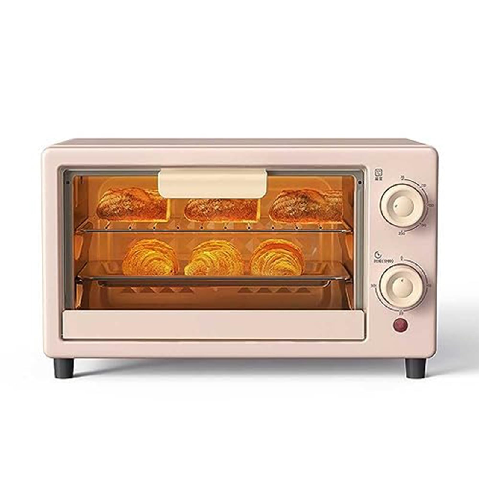 Horno de convección Mini de 10L, pequeño Horno eléctrico doméstico Multifuncional, Horno de Cocina portátil para Hornear Pan, Galletas, Pizza, tostar & Asar a la Parrilla, Rosa