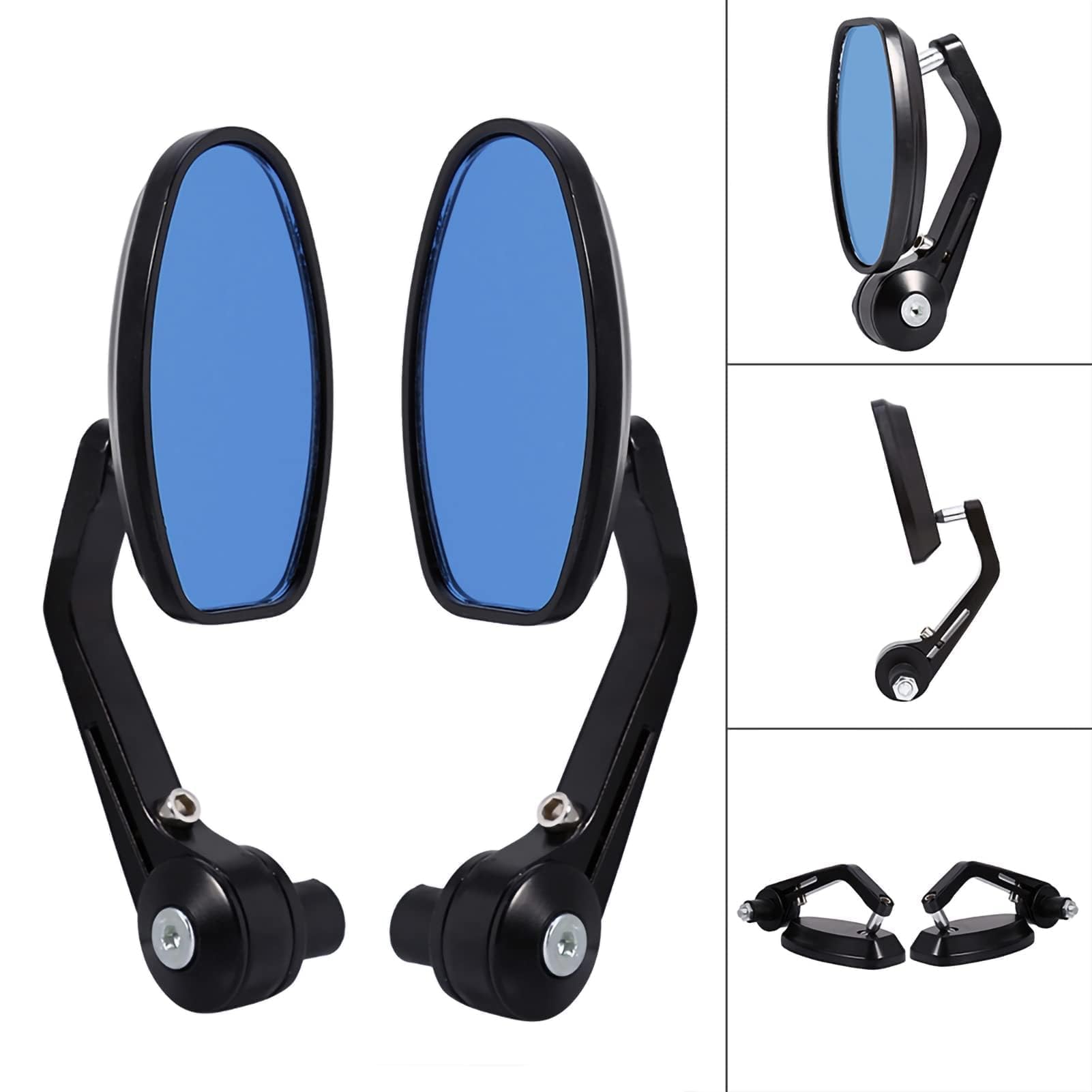 Rétroviseur de Guidon de Moto, 7/8" 22mm, Rétroviseurs Latéraux avec Embout pour Guidon