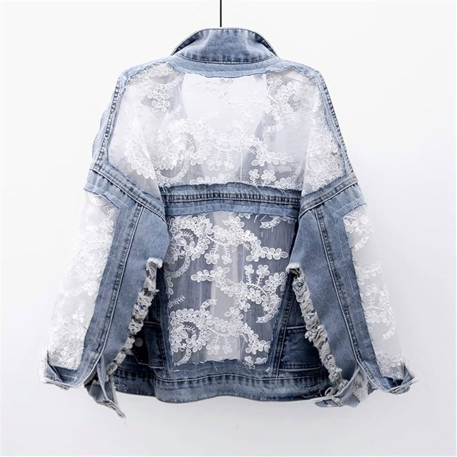 Summer Streetwear Embroidery Lace Patchwork Sexy Denim