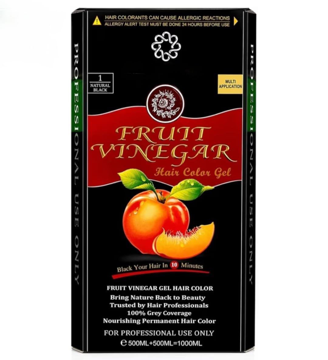 Fruit Vinegar Hair Color Gel, Natural Black, 1000ml | 100% Grey Coverage, Colors in 10 Minutes, Nourishing Formula, Multi Application, Professional Use-picture-47