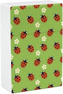 Ladybugs with Flowers Flip Open Cigarette Case for Women Men Plastic Cigarette Box Holder Pocket Cigarettes Storage Container