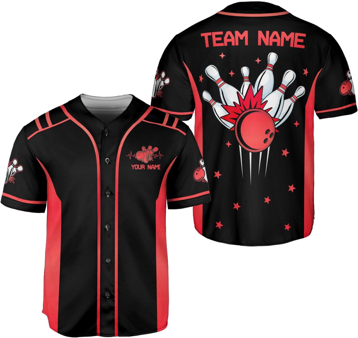 Personalized Bowling Baseball Jersey, Custom Name & Team Bowling Shirt, Uniform for Bowling Team, Bowling Lover