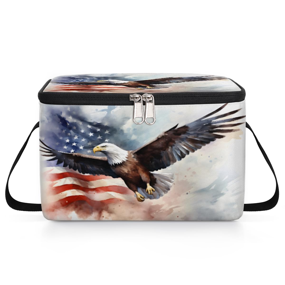 GzLeyigou Freedom Eagles Lunch Bags for Women Men 9 Cans, Hot & Cold Food Delivery Bag Insulated Grocery Bag Insulated Lunch Box Cooler Bag for Office Work Picnic Beach