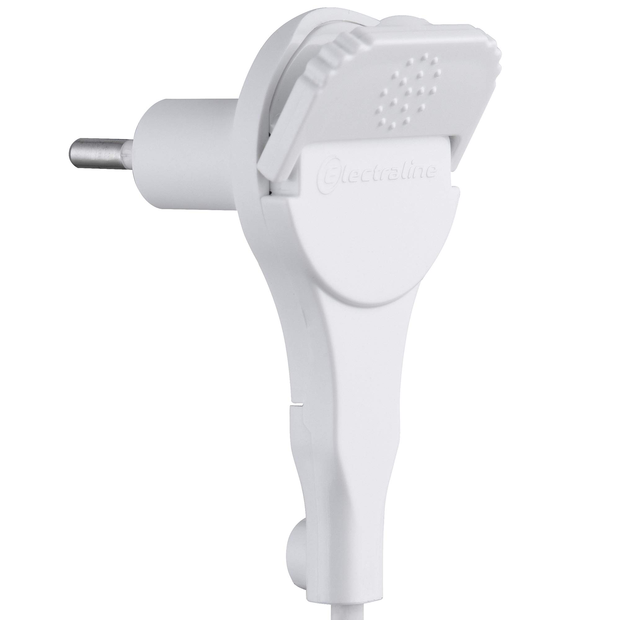 Electraline 520200 Fiche Male 2P 6A Extra Plate Blanche, Blanc