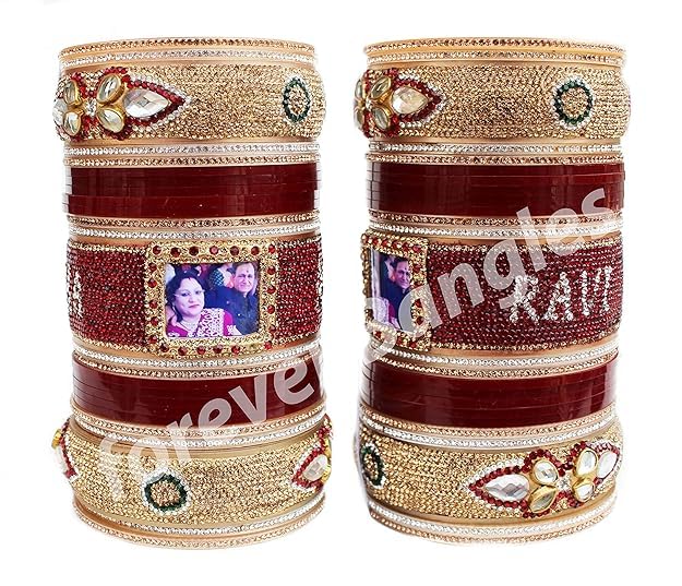 womens Name And Photo Kangan (Maroon Chuda)-image-6