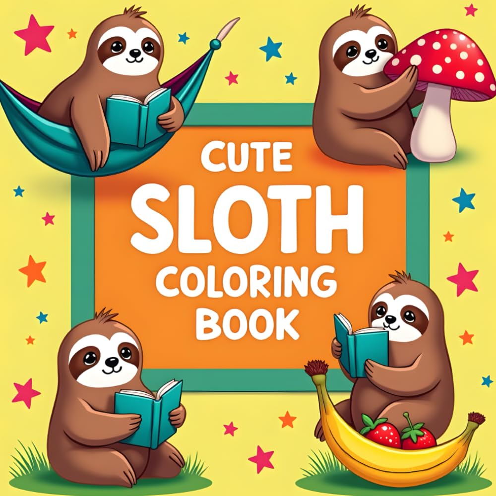 Cute Sloth Coloring Book for Kids: Bold and Easy Fun Sloth Pages for Kids Ages 4–8 with Adorable Designs and Simple Illustrations