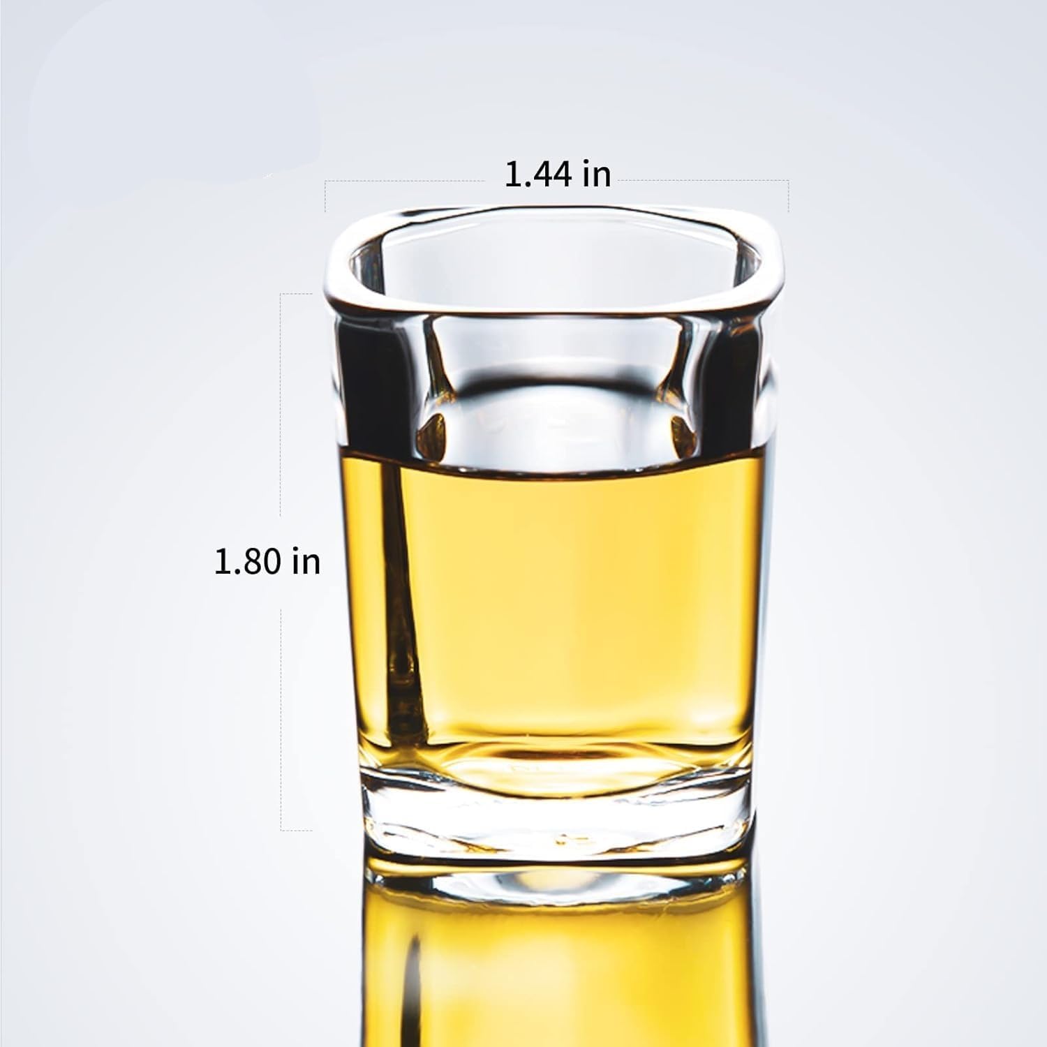 BINZO Shot Glasses Set of 6, 60 ml, Square Shape Shooter Glasses, Heavy Small Size Glasses for Whiskey, Vodka, Espresso Shot, Gin, Liquor, Peg Measurement, Alcohol, (Square Shape, 60 ml, Set of 6)