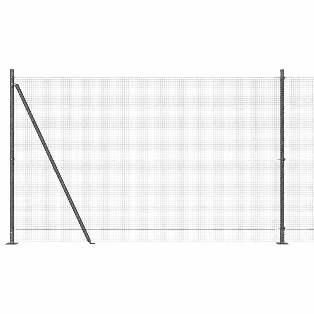 Grey Steel Fence Post 50x1.4m 16x16mm Mesh, Durable Powder-Coated Outdoor Garden Border Support, Weather-Resistant Modular Kit with PVC Base for Patio & Terrace Enclosure