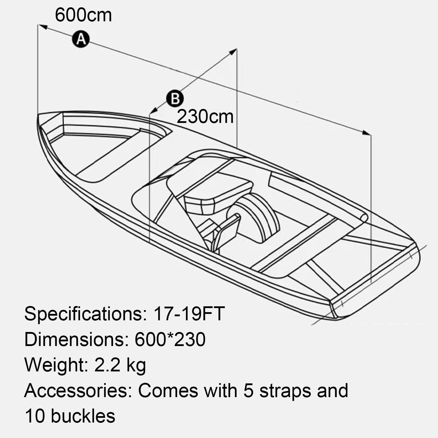 Funda para Barco,Resistente 420D De Grado Marino-Accesorios Barco,518–579 cm,Tela Oxford Impermeable con Protección UV,Casco En v Runabout Jumbo Boat Speedboat Fishing Ski Boat(17-19 FT,Gray)