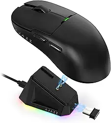 AJAZZ AJ159 P SUPERLIGHT Mouse de Jogo Sem Fio com Base de Carregamento Magnético, Ultra-Leve 56g, Sensor Pixart PAW3395, 26000 DPI, 2.4Ghz/Cabo, para PC/MAC (Preto)