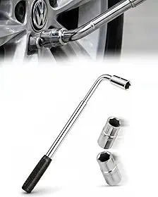 Chave de Roda Telescópica Universal Alongável, Aço Reforçado, Cromado, com 2 Soquetes Duplos 17/19/21/23mm, para Carros e SUVs