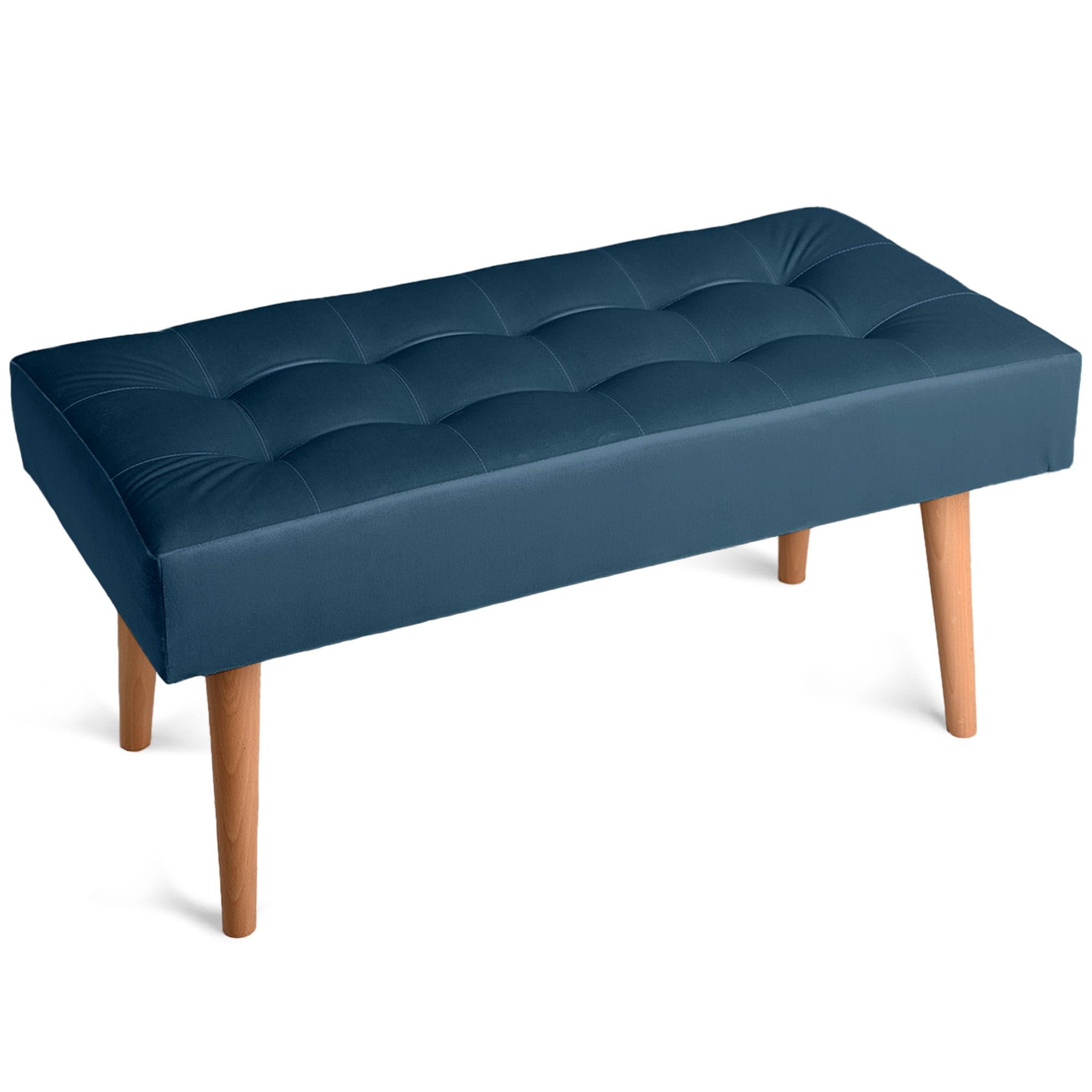 MG Design Panchina imbottita 45 × 90 cm Blu navy – struttura in legno massiccio, seduta morbida e stabile, superficie vellutata facile da pulire – per soggiorno, camera e ingresso