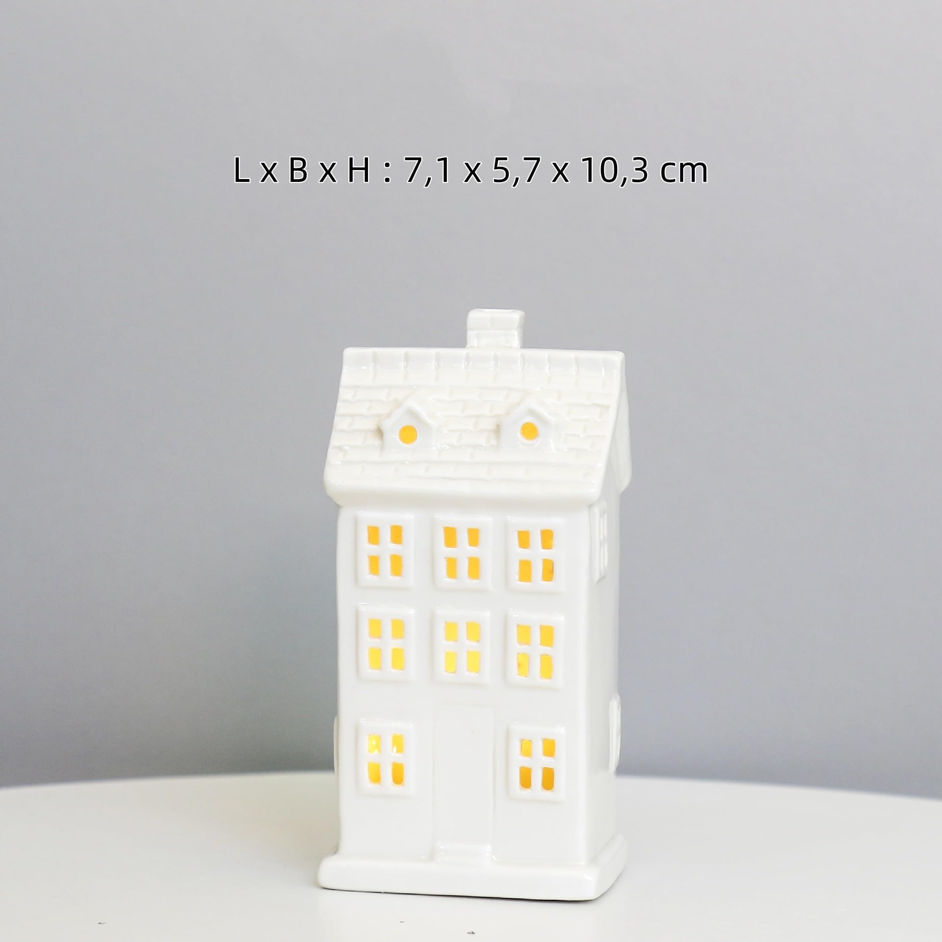 3-częściowy zestaw domków na podgrzewacze, ceramiczne świecące domki na podgrzewacze, dom szachulcowy, świecznik na podgrzewacze, biały domek, bożonarodzeniowy domek, dekoracja