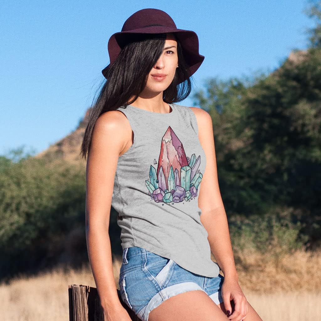 Cute Crystal Women's Muscle Tank - Printed Tank Top - Illustration Workout Tank