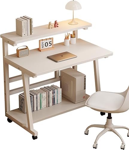 Escritorio de oficina en casa de 39.4 pulgadas para espacio pequeño, escritorio de computadora rodante con ruedas, mesa de estudio para estudiantes