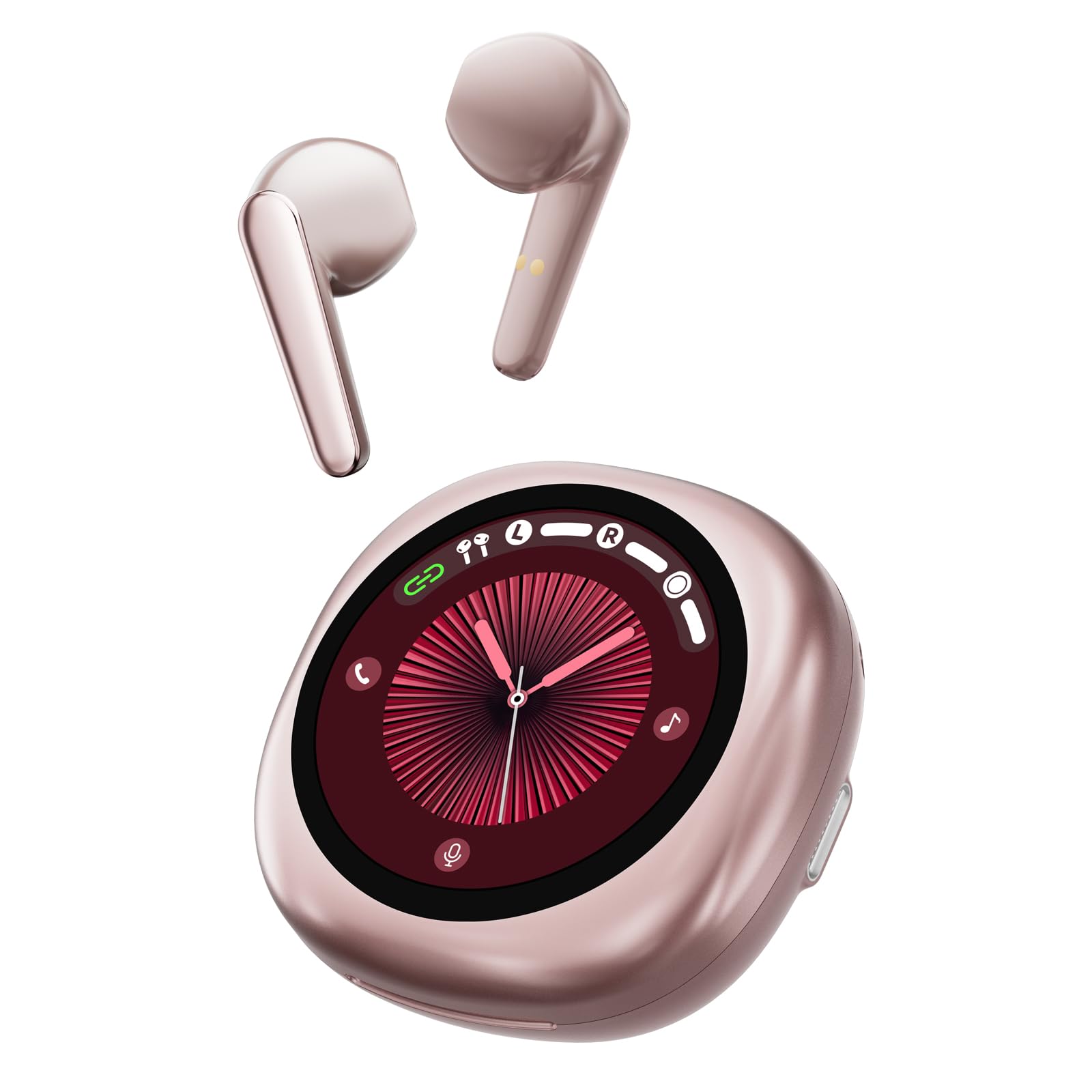 Pink Touch Screen Earbuds Blue Tooth Ear Buds with Smart LCD Touchscreen Case AI Language Translator Translation Cool Wireless Earbuds Real Time