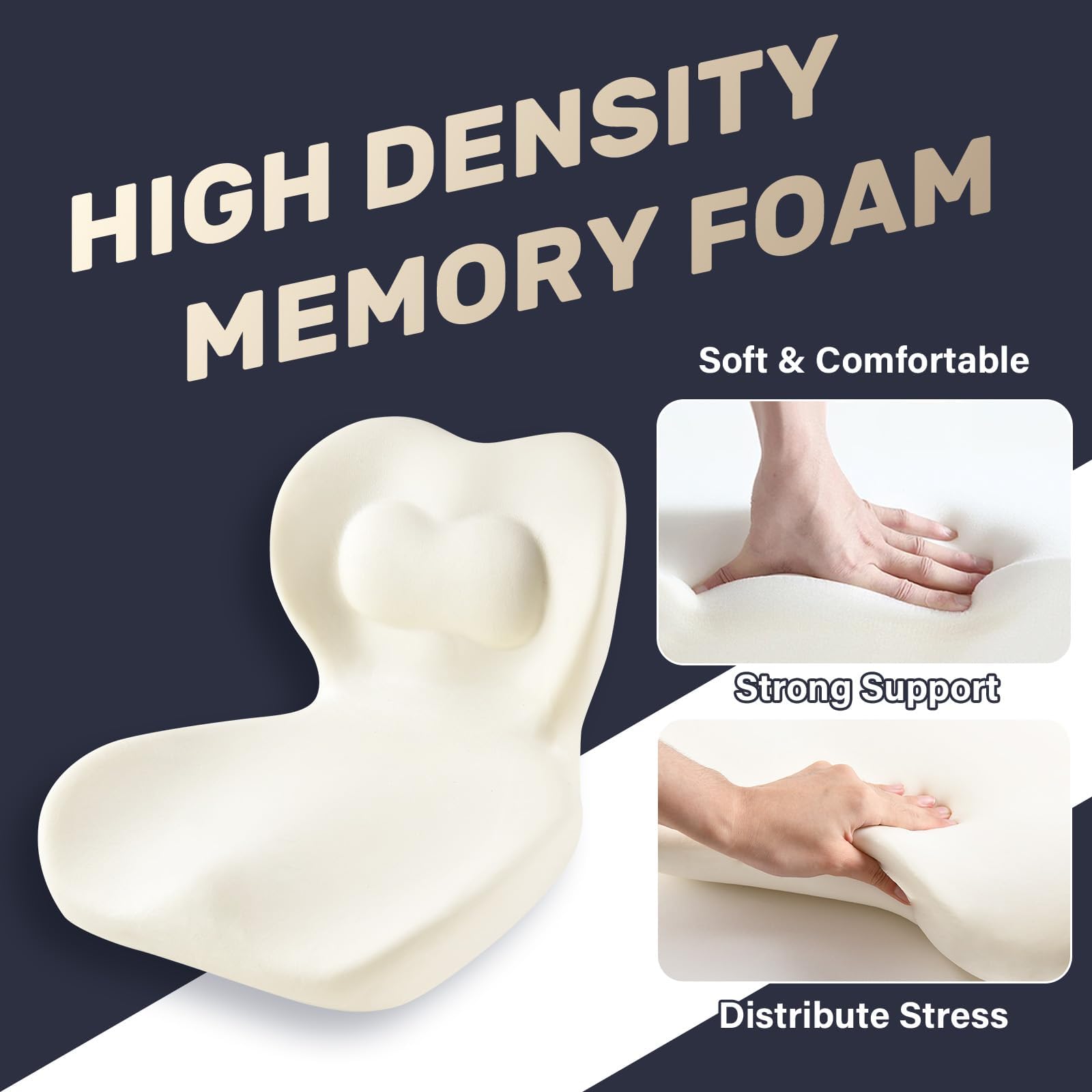 Coverado Sitzkissen und Lendenwirbelstützkissen einteilig für Bürostuhl und Autositz, Ergonomisches Memory-Schaum Rückenstütze Kissen, Ischias und Rücken und Tailbone Pain Relief Kissen