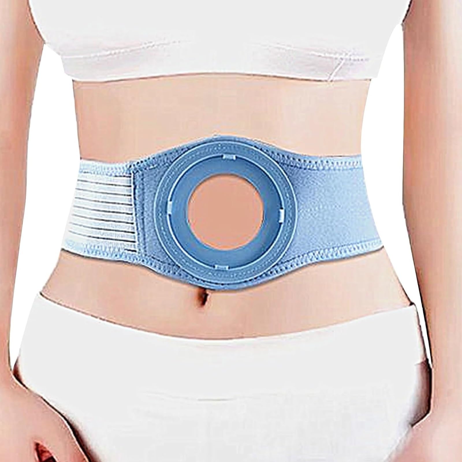Ceinture de Stomie pour Hommes et Femmes Ceinture Maintien Abdominale Bleue Ceinture pour Hernie Ombilicale d'Extension et 3 Anneaux de Stomie
